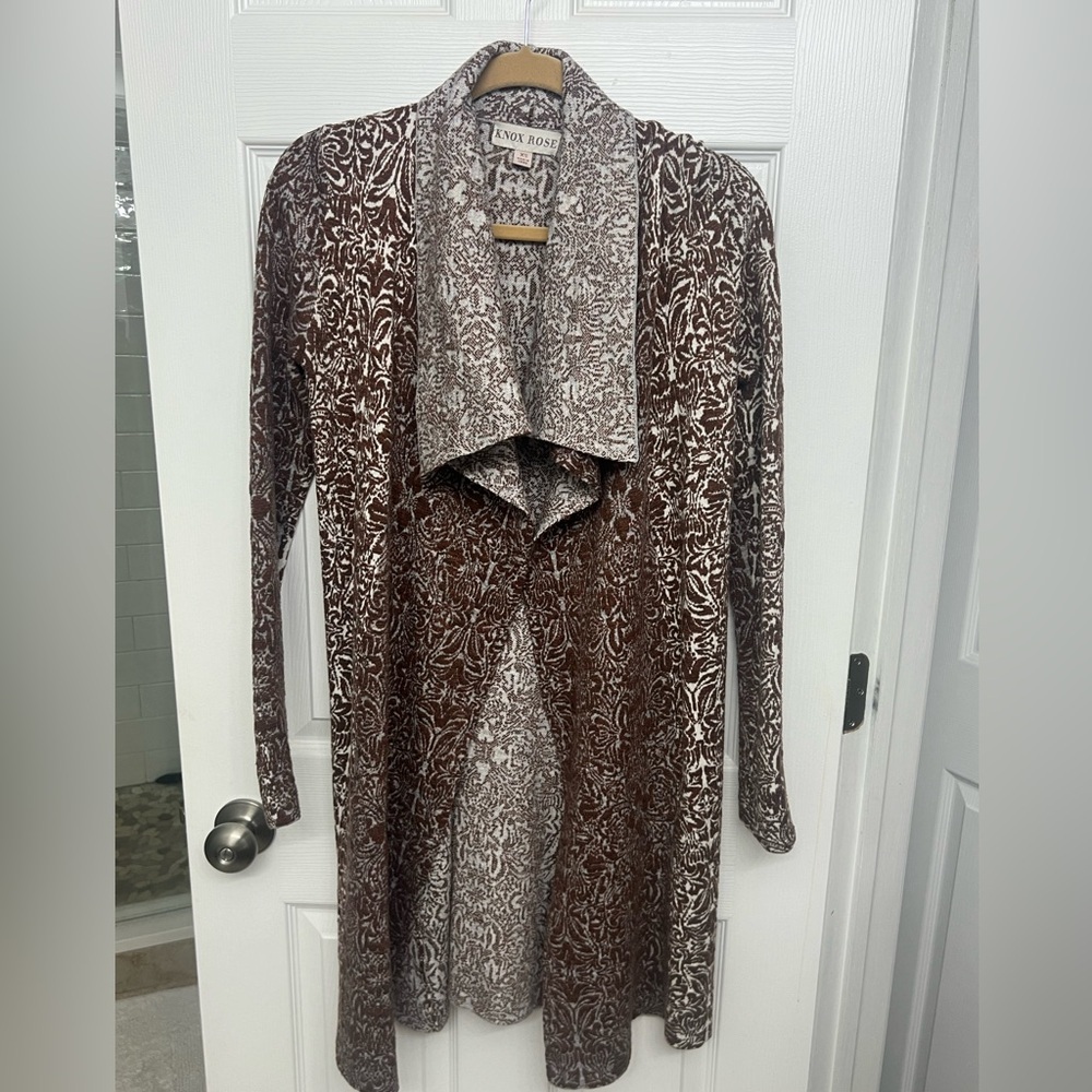 Rose Brown Brown and White Patterned Cardigan